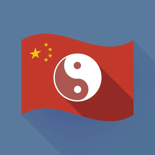 Long shadow China flag with a ying yang — Stock Vector