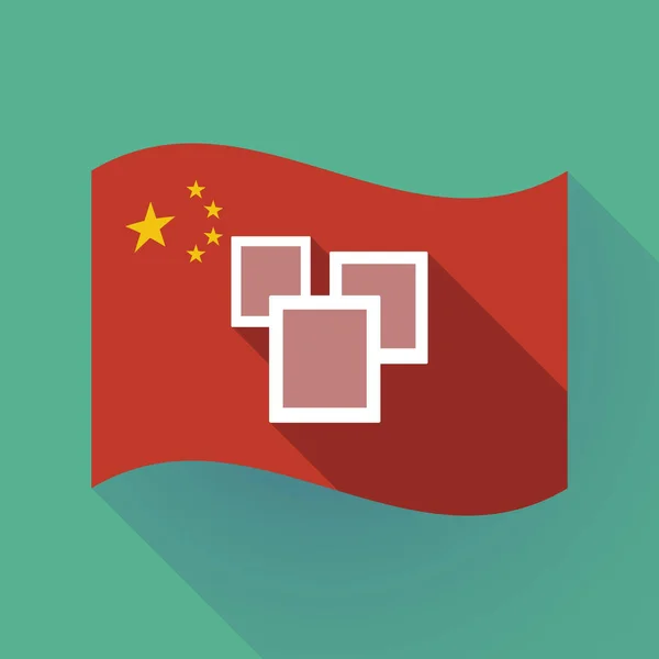 Bandera de China de sombra larga con algunas fotos — Vector de stock
