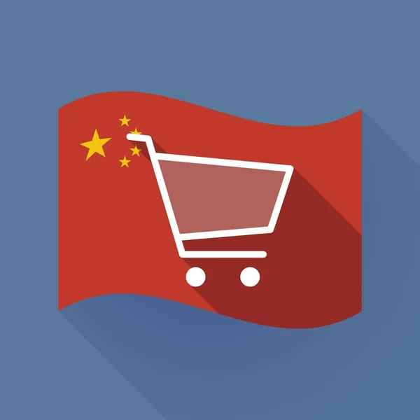 Lange schaduw China vlag met een winkelwagentje — Stockvector