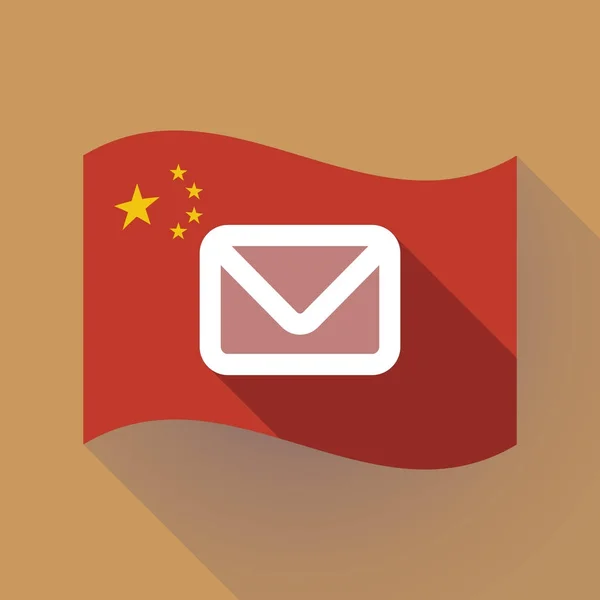Långa skugga Kina flagga med ett kuvert — Stock vektor
