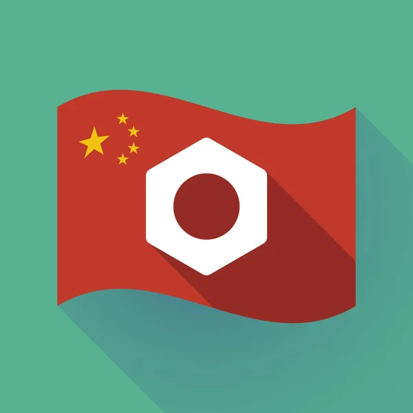 Bandera de China de sombra larga con una nuez — Vector de stock