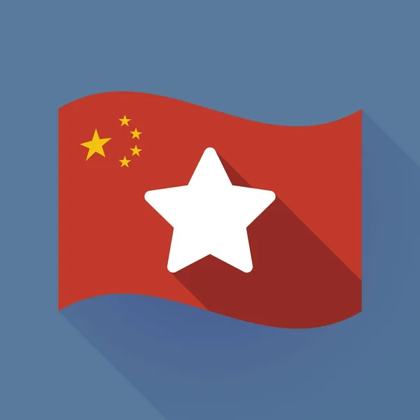 Lange schaduw China vlag met een ster — Stockvector