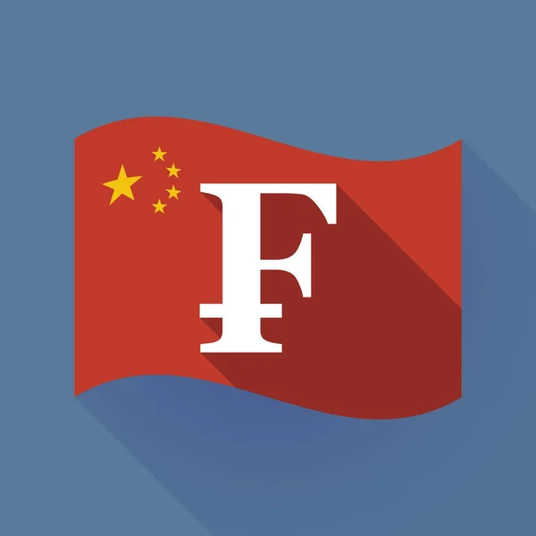 Длинный теневой флаг Китая со знаком швейцарского франка — стоковый вектор
