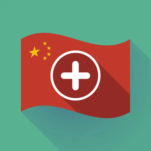 Lange schaduw China vlag met een som-teken — Stockvector