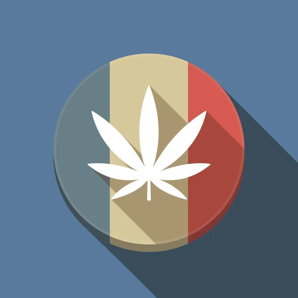 Bandera de Francia de sombra larga con hoja de marihuana — Archivo Imágenes Vectoriales