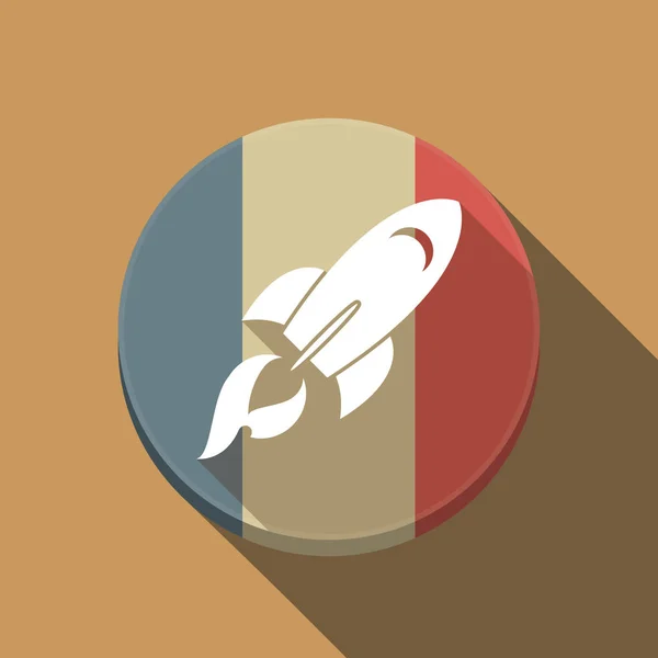 Långa skugga Frankrike flagga med en raket — Stock vektor