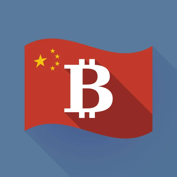 Bandera de China de sombra larga con un signo de moneda de bit Vectores de stock libres de derechos