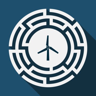 Uzun gölge labirent ile bir rüzgar türbini