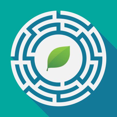 Uzun gölge labirent ile yaprak yeşil