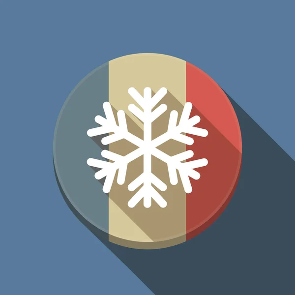 Langer Schatten Frankreich Flagge mit einer Schneeflocke — Stockvektor