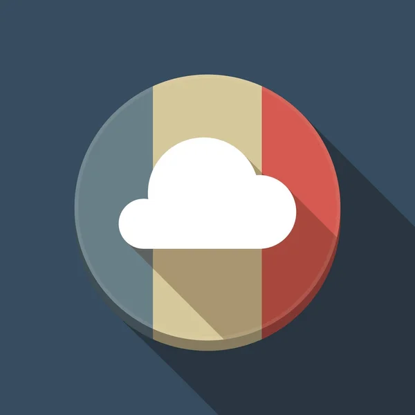 Ombre longue drapeau de la France avec un nuage — Image vectorielle