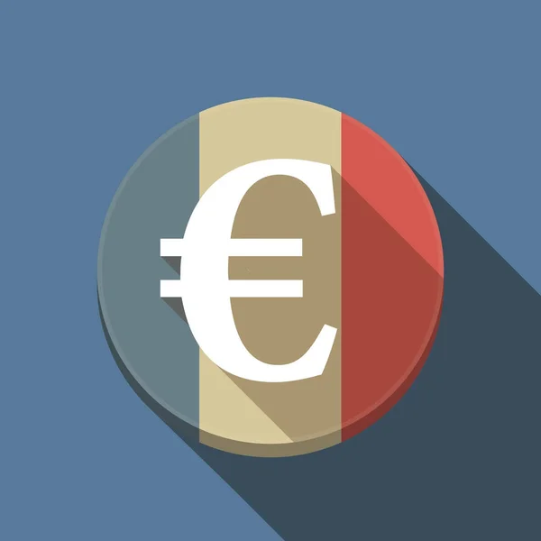 Longue ombre Drapeau de France avec un signe euro — Image vectorielle