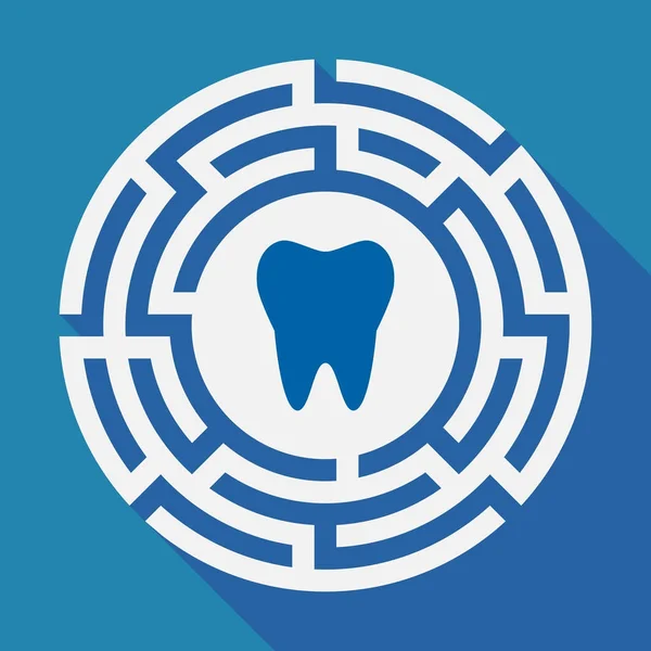 Langes Schattenlabyrinth mit einem Zahn — Stockvektor