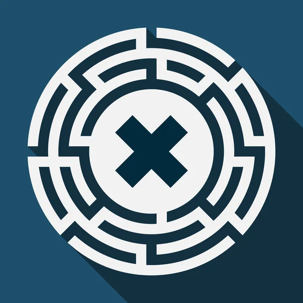 Lange schaduw labyrint met een x-teken — Stockvector