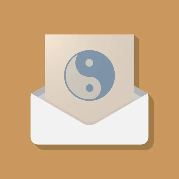 Dlouhý stín otevřel dopis s ying yang — Stockový vektor