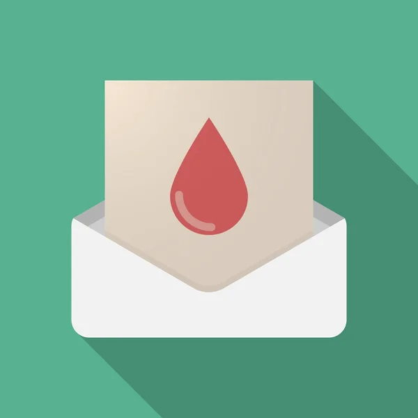 Long shadow opened letter with a blood drop Vector Graphics