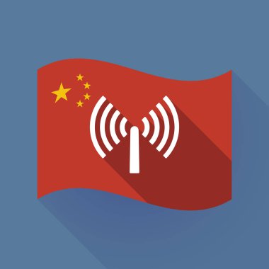 Uzun bir anten ile gölge Çin bayrağı