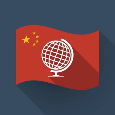 Uzun gölge Çin bayrağı tablo dünya Küre