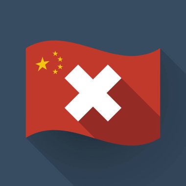 Uzun bir x işareti ile Çin bayrağı gölge