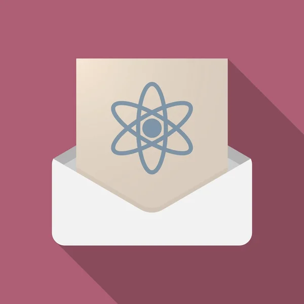 Langer Schatten geöffneter Brief mit einem Atom — Stockvektor