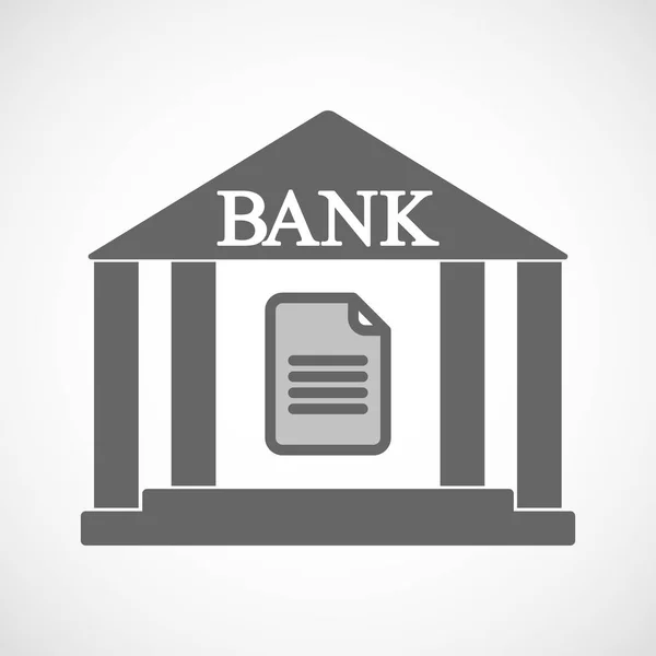Ícone de banco isolado com um documento — Vetor de Stock