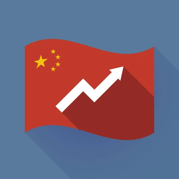 Bandeira de sombra longa da China com um gráfico — Vetor de Stock