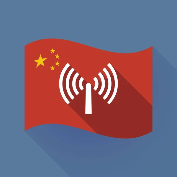 Длинный теневой флаг Китая с антенной — стоковый вектор