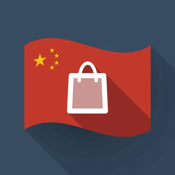 Lange schaduw China vlag met een boodschappentas — Stockvector