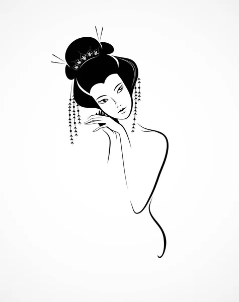 Grafisk Vektorbild Japanska Kvinnor Geisha — Stock vektor