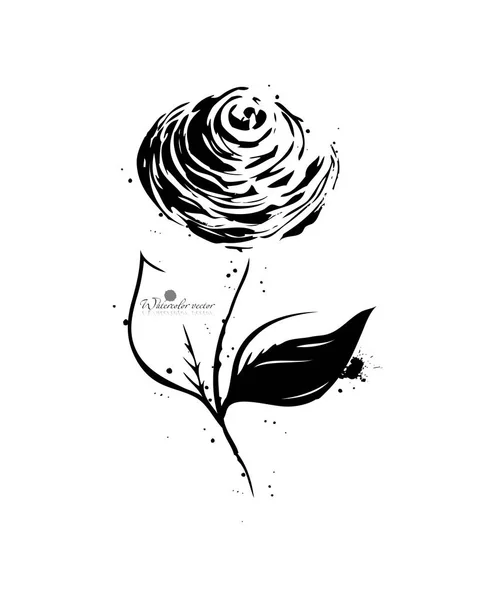 グラフィックの黒と白の花の手描き — ストックベクタ