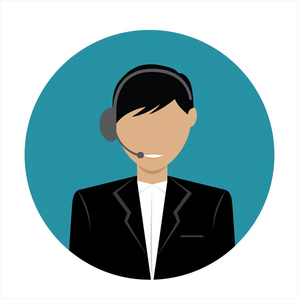 Male call center avatar icon with a faceless face wearing headsets — ストックベクタ