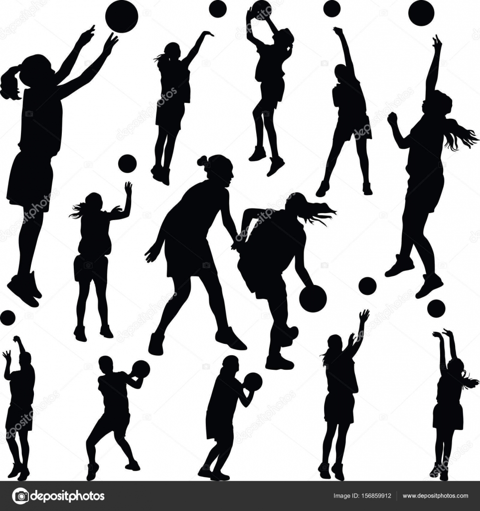 バスケット ボール女性プレーヤー シルエット — ストックベクター © gocamaja #156859912
