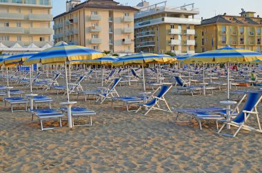 Terk edilmiş, boş bir plaj. Lido di Jesolo İtalya