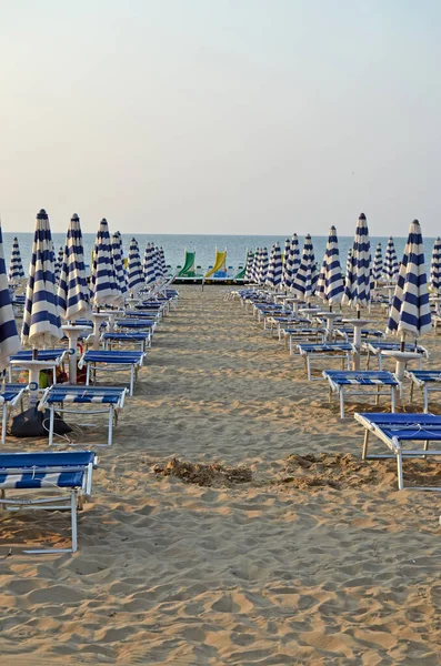 Opuszczona Opróżniona Plaża Lido Jesolo Włochy — Zdjęcie stockowe