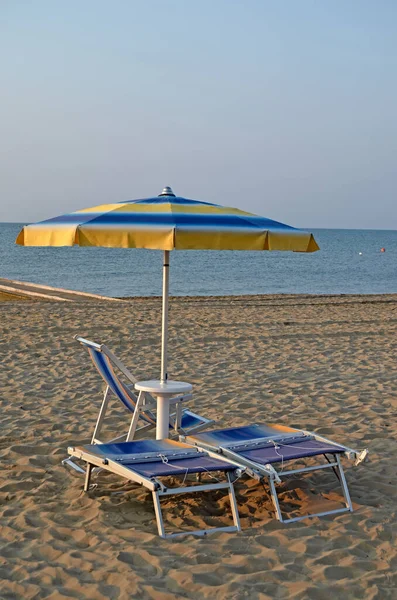 Opuszczona Opróżniona Plaża Lido Jesolo Włochy — Zdjęcie stockowe