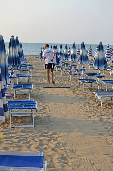 Opuszczona Opróżniona Plaża Lido Jesolo Włochy — Zdjęcie stockowe