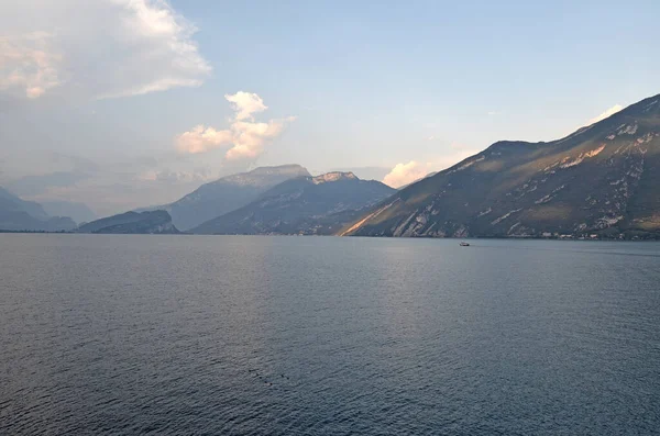 Caminho Bicicleta Com Terraço Sobre Lago Garda Ciclopista Del Garda — Fotografia de Stock