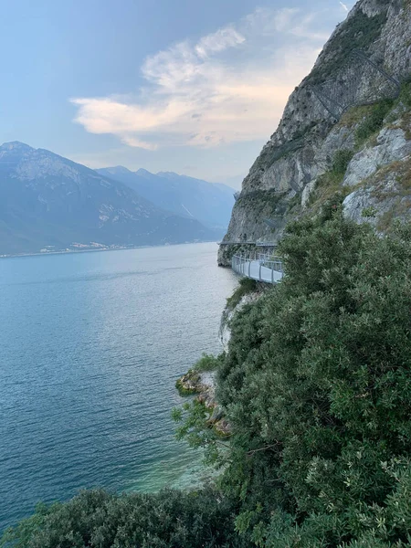 Terrassenförmiger Radweg Über Den Gardasee Ciclopista Del Garda Limone Sul — Stockfoto