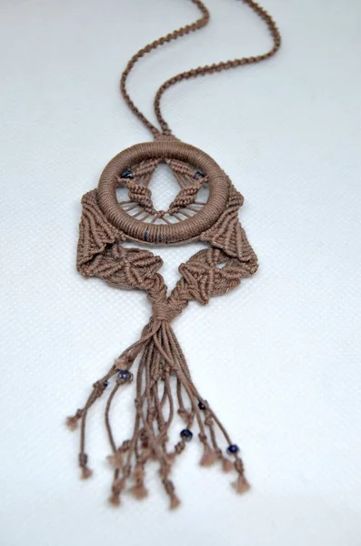 Macrame jewelry. Handmade neck pendants. What to do at home