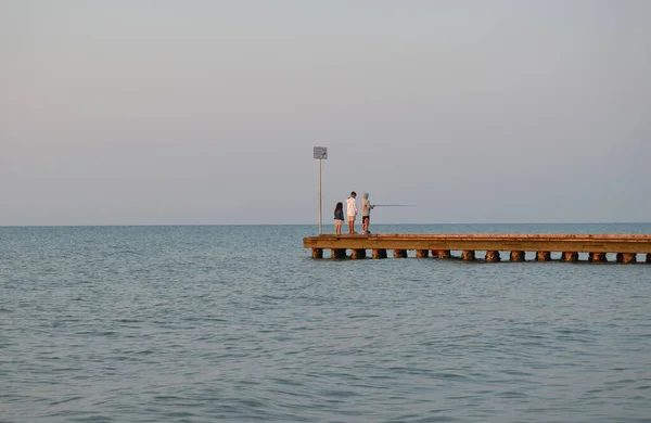 Beautiful Coastline Adriatic Sea Sunrise Beach Lido Jesolo Piers Sea — Stock Photo, Image