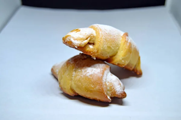 Pastelería Casera Bagel Croissants Sobre Fondo Blanco —  Fotos de Stock