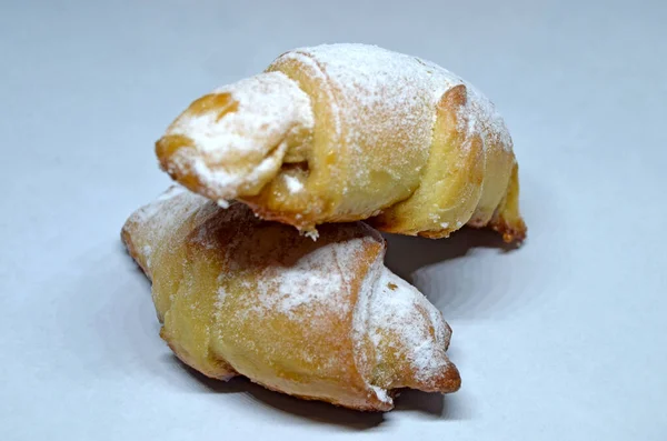 Hausgemachtes Gebäck Bagel Croissants Auf Weißem Hintergrund — Stockfoto