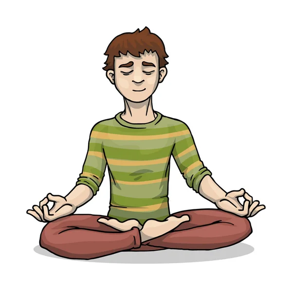 Young male, meditating — Stock Vector