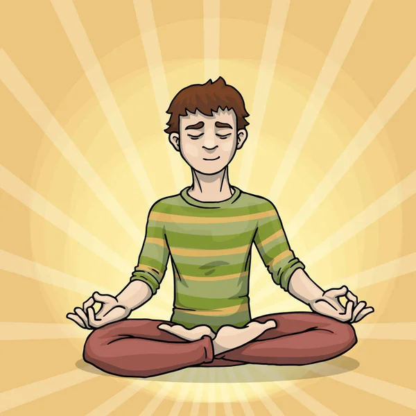 Jovem calmo meditando —  Vetores de Stock