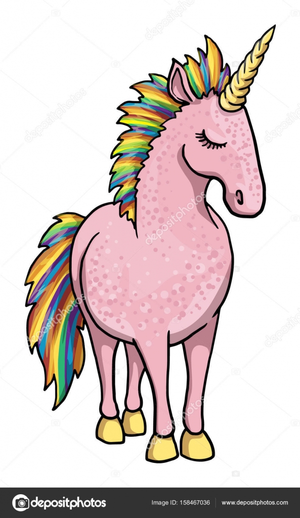 Unicorno rosa capelli arcobaleno isolato su bianco — Vettoriali di marija92
