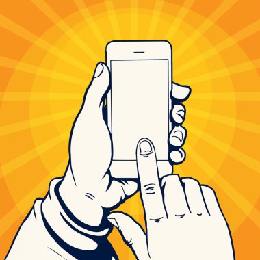 Akıllı bir telefonu tutan el.