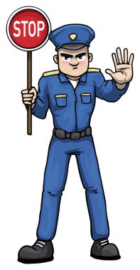 Polis memuru holding dur işareti