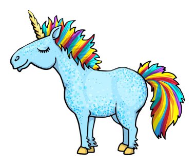 Mavi çizgi film tek boynuzlu at 