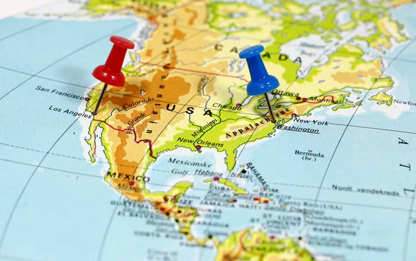 Map with pin point of  USA — Stock Photo, Image