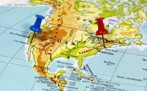 Map with pin point of  USA — Stock Photo, Image